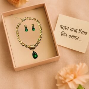 Anti-Tarnish Emerald Crystal Necklace Set with Earrings