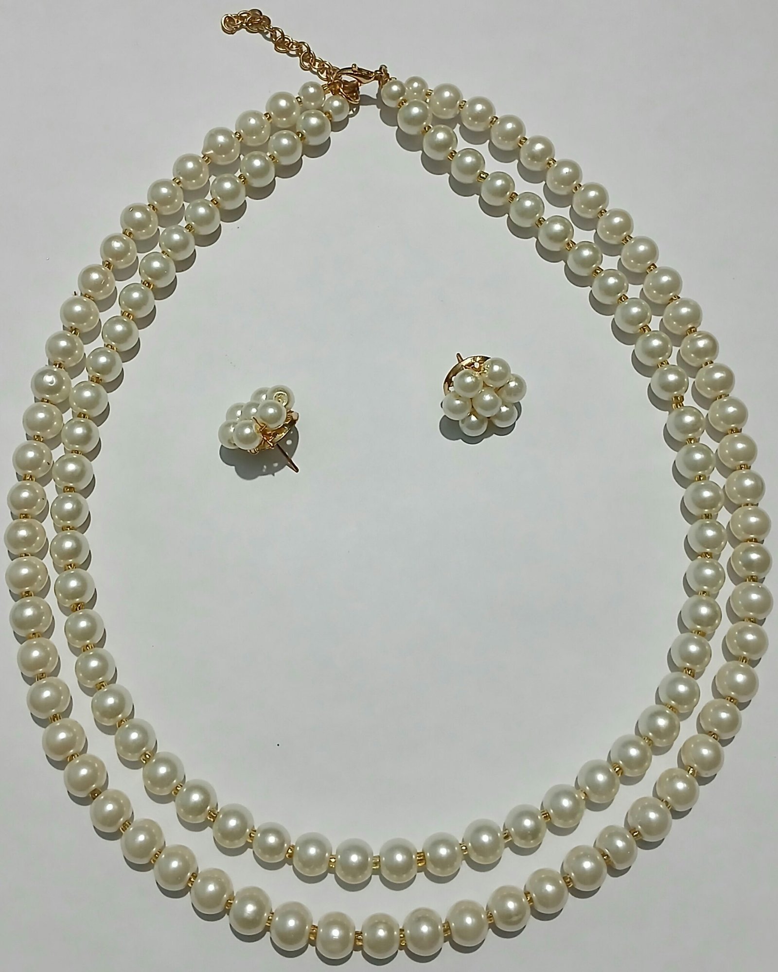 Multilayer Pearl Necklace Set With Earrings - Image 4