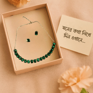Single-Line Emerald Necklace Set With Earrings